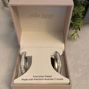 Silver plated Austrian Crystals Women’s Silver Hoop Earrings